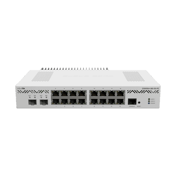 CCR2004-16G-2SPC.png Mikrotik CCR2004-16G-2S+ Cloud Core Router ประสิทธิภาพสูง สำหรับองค์กรและ ISP