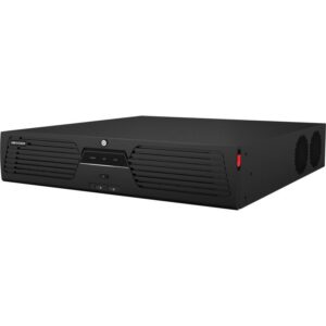 M8渲染图.jpg Specifications Hikvision DS-9632NI-M8 Features Description Product Type 32-Channel 8K Network Video Recorder (NVR) Series M Series IP Video Input 32 Channels Incoming Bandwidth 320 Mbps Outgoing Bandwidth 400 Mbps Video Compression H.265+ / H.265 / H.264+ / H.264 Recording Resolution Up to 32 MP Synchronous Playback 16 Channels Decoding & Video Output Description Decoding Capability 2-ch @ 32 MP / 2-ch @ 8 MP, or 10-ch @ 8 MP, or 20-ch @ 4 MP, or 32-ch @ 1080p HDMI 1 Up to 8K (7680 × 4320) @ 30 Hz HDMI 2 Up to 4K (3840 × 2160) @ 60 Hz VGA Outputs 2 × VGA, up to 1920 × 1080 @ 60 Hz CVBS Output 1 × BNC Audio Output 2 × RCA Two-Way Audio 1 × RCA Storage Description SATA 8 × SATA Interfaces Maximum HDD Capacity Up to 14 TB per HDD* eSATA 1 × eSATA RAID RAID 0 / 1 / 5 / 6 / 10 Hot Spare N+M Hot Spare Network & Interface Description Network Ports 2 × 10/100/1000 Mbps RJ45 Network Protocols TCP/IP, IPv4/IPv6, DHCP, DNS, DDNS, NTP, RTSP, SMTP, SNMP, NFS, iSCSI, UPnP, HTTP, HTTPS USB 2 × USB 2.0 Front + 2 × USB 3.0 Rear RS-485 1 × RS-485 RS-232 1 × RS-232 Alarm I/O 16 Inputs / 9 Outputs General Description Power Supply 100–240 VAC, 50/60 Hz Power Consumption Up to 50 W, Without HDD Operating Temperature -10°C to 55°C Operating Humidity 10%–90%, Non-Condensing Chassis 2U Rack-Mount Dimension 445 × 465 × 93 mm Weight Up to 10 kg, Without HDD Note: The Hikvision DS-9632NI-M8 is a 32-channel M Series 8K NVR supporting up to 320 Mbps incoming bandwidth and 400 Mbps outgoing bandwidth. It provides 8 SATA interfaces, RAID 0/1/5/6/10, up to 8K HDMI output, dual Gigabit Ethernet ports, 16-channel synchronous playback, and advanced functions including VCA, ANPR, people counting, fisheye camera support, and POS integration.