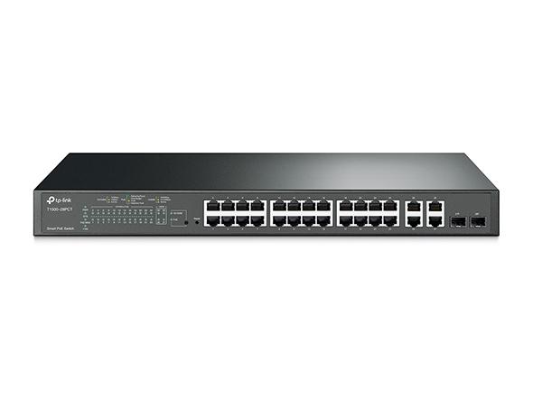 T1500-28PCTUN-2.0-01_1499757281667n.jpg T1500-28PCT | JetStream 24-Port 10/100Mbps + 4-Port Gigabit Smart PoE+ Switch